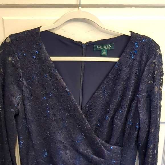 Lauren Ralph Lauren Dresses & Skirts - Lauren Ralph Lauren Sequin Surplice V-Neck Navy Cocktail Dress